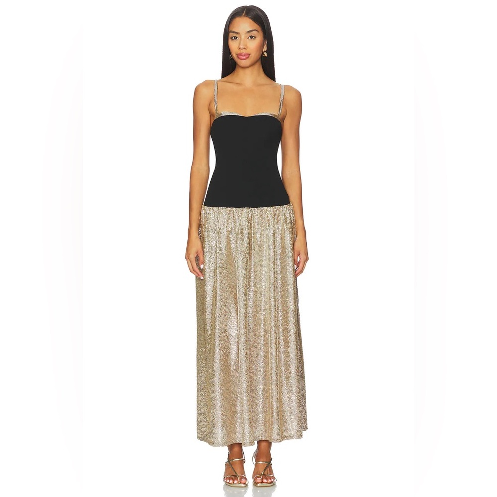 Show Me Your Mumu Hepburn Midi Dress size Small S Silver Confetti Black nwot